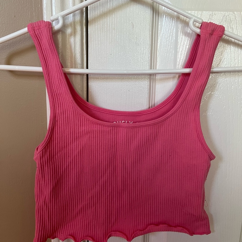 Aeropostale Pink Ribbed Crop Tank Top